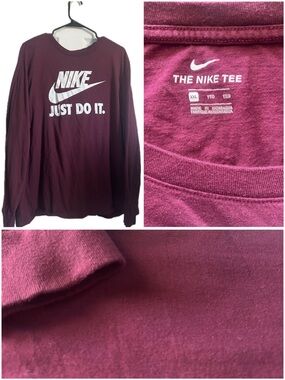 Nike Long Sleeve Tee - Maroon with White Logo